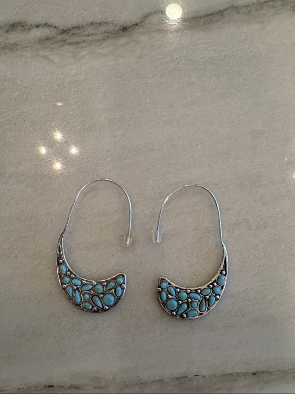 Turquoise Crescent Drop Earrings - Women Jewelry